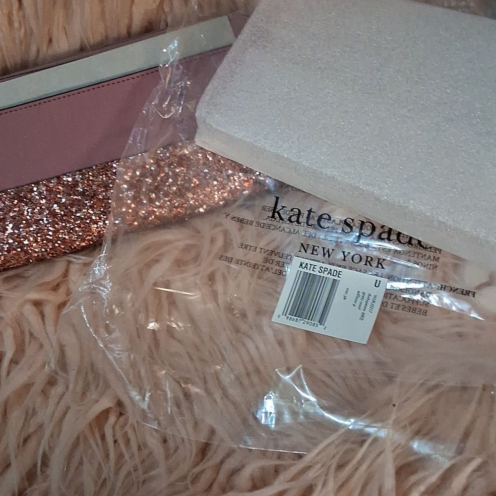 NWT Kate Spade Dusty Peony Greta Court Saffiano Pink Glitter Full Size Wallet - Picture 4 of 4